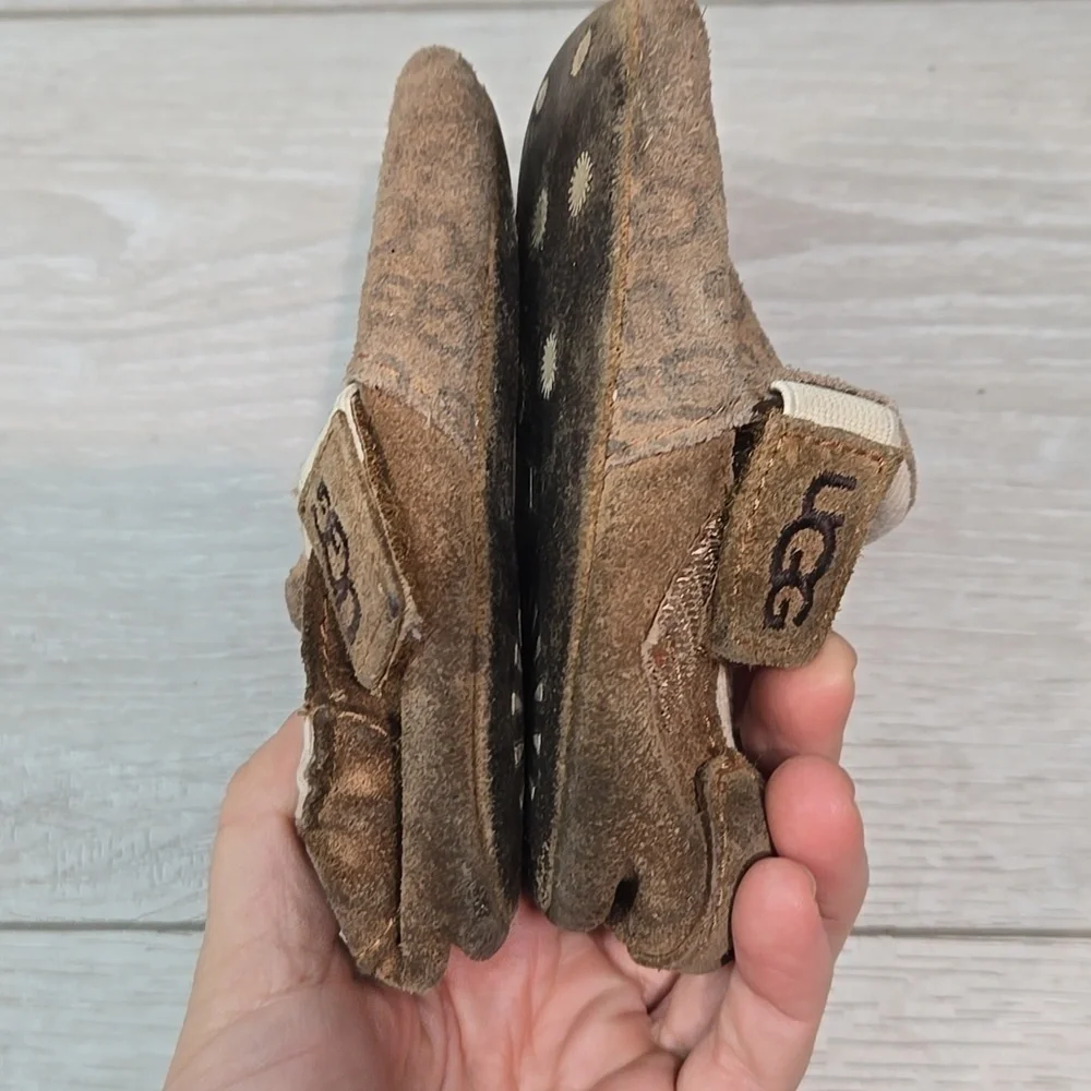 UGG Brown Kids Loafer Slip On Suede Shoes Flats Sz 4/5 Toddler